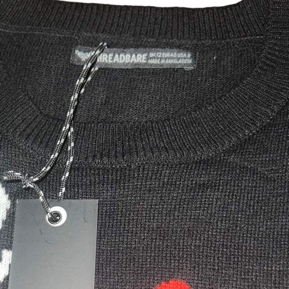 Threadbare Plus Christmas Gherkin Women’s Crew-Neck Knit Sweater In Black 12US - Picture 12 of 16